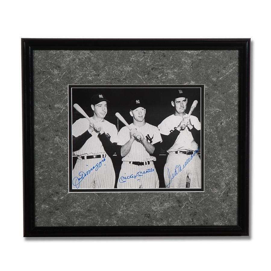 Baseball Autographs - Mickey Mantle, Joe Dimaggio and Ted Williams Signed Photo