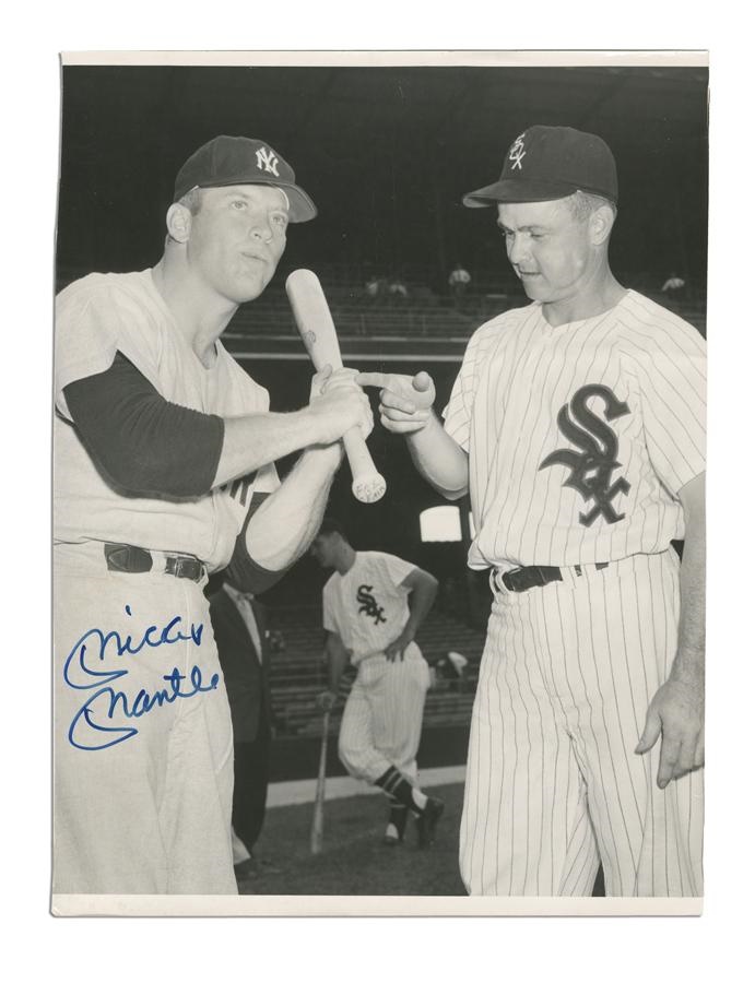 Baseball Autographs - Mickey Mantle Signed Original Photo with Nellie Fox