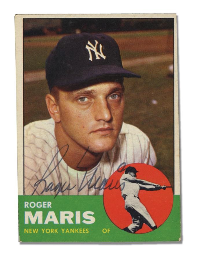 Baseball Autographs - Roger Maris Signed 1963 Topps Baseball Card