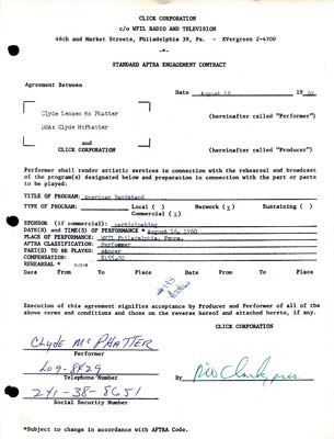1960 Clyde McPhatter Contract