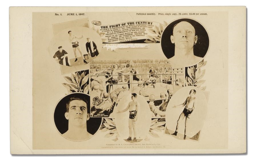 Muhammad Ali & Boxing - 1897 Corbett-Fitzsimmons Postcard with Nat Fleischer Autograph Note on Verso