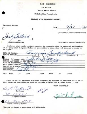 1960 Hank Ballard Contract
