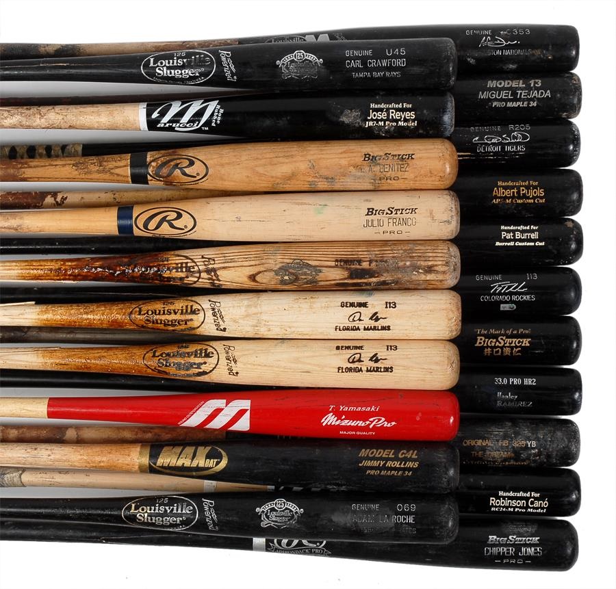 Baseball Equipment - Huge Collection of Game Used Bats Circa 2008