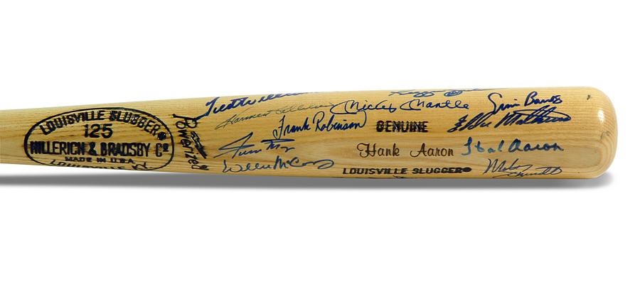 Baseball Autographs - 500 Home Run Club Bat - 12 Signatures including Mickey Mantle and Ted Williams