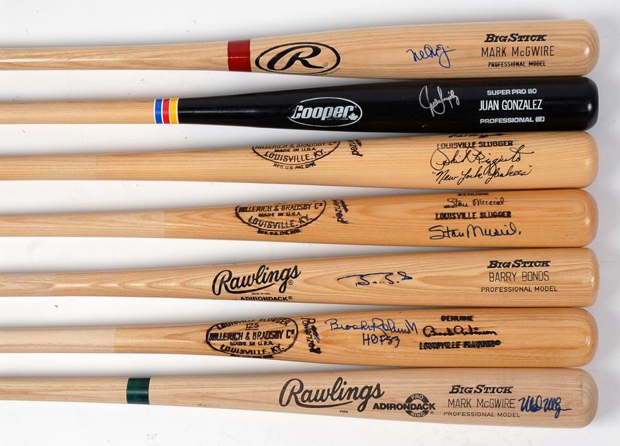 Baseball Autographs - Large Signed Bat Collection (26) including 3 Stan Musial and 2 Mark McGwire