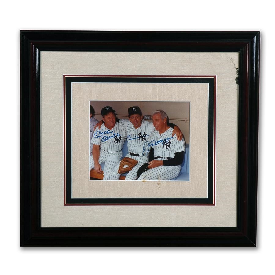 Baseball Autographs - Mantle, Martin and DiMaggio Signed Photo