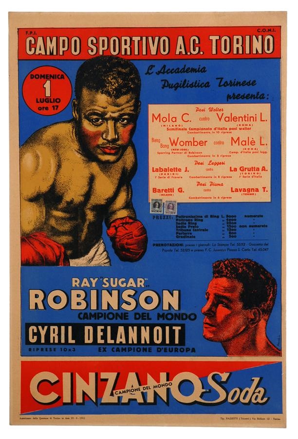 Muhammad Ali & Boxing - Amazing 1951 Sugar Ray Robinson Stone Litho Site Poster