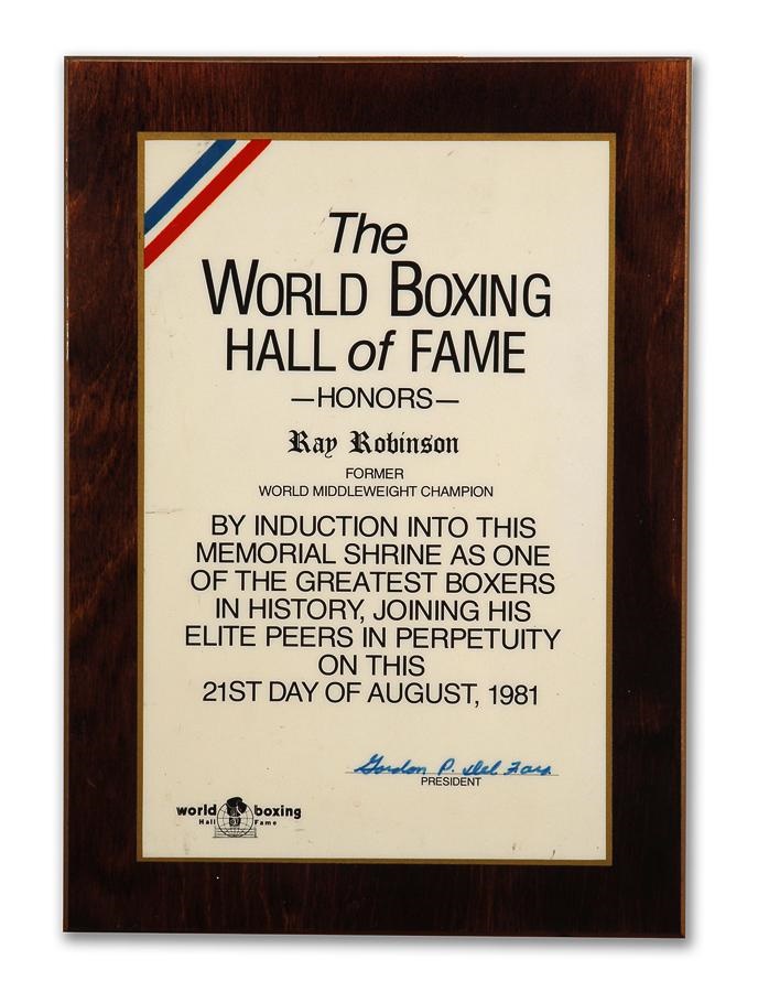 Muhammad Ali & Boxing - Sugar Ray Robinson World Boxing Hall of Fame Induction Plaque