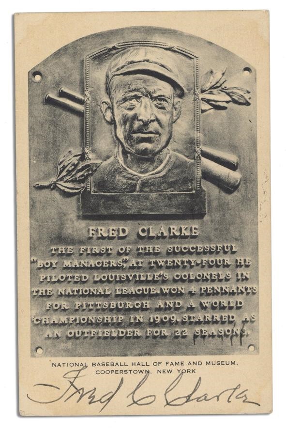 Baseball Autographs - Fred Clarke Twice-Signed Hall of Fame Plaque with Inscription
