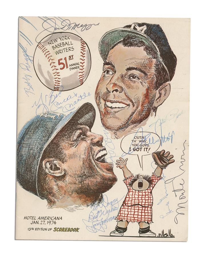 Baseball Autographs - Signed New York Baseball Writers Dinner Program with Mantle and DiMaggio