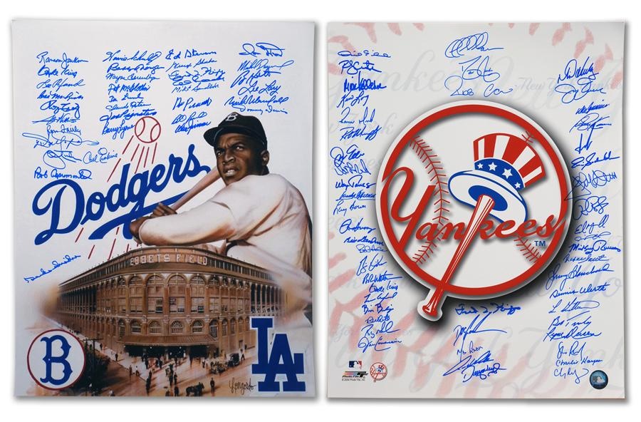Baseball Autographs - New York Yankees and Brooklyn Dodgers Signed 16x20's (2)