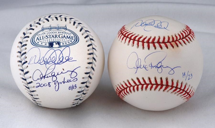 - 2 Limited Edition Derek Jeter and Alex Rodriquez Signed Baseballs