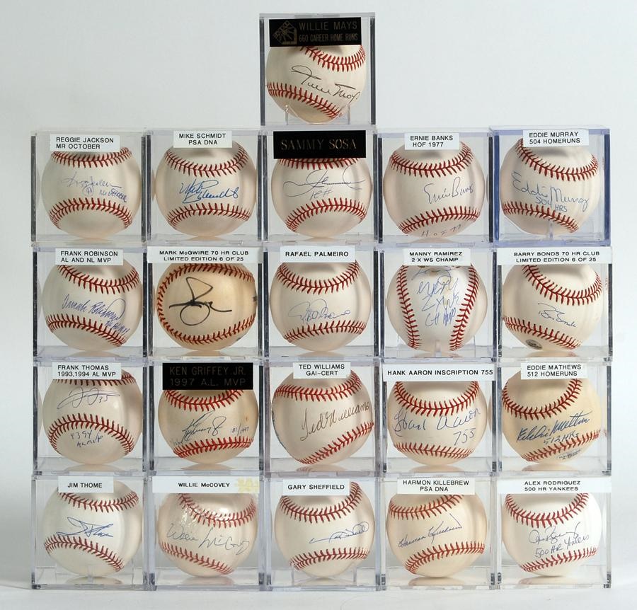 Baseball Autographs - 21 Single-Signed 500 Home Run Club Baseballs