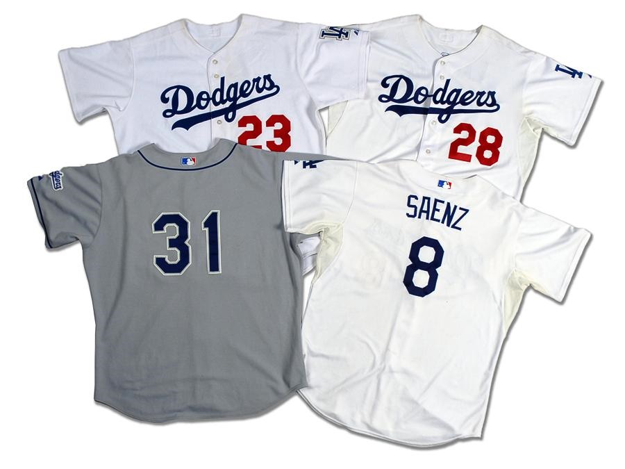 Collection of 4 Los Angeles Dodgers Game Used Jerseys