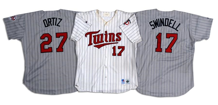 Baseball Equipment - 3 Minnesota Twins Game Used Jerseys