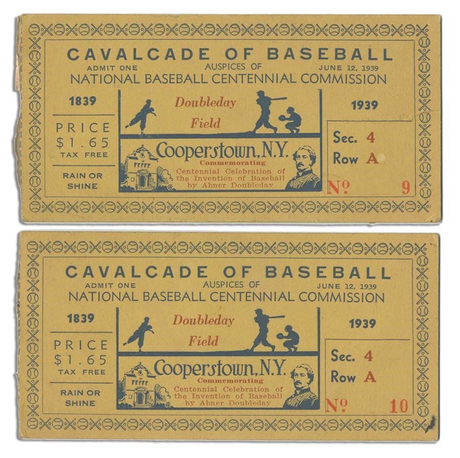 Baseball Autographs - Two 1939 Cavalcade of Baseball Game Tickets with one Signed by John J. Evers