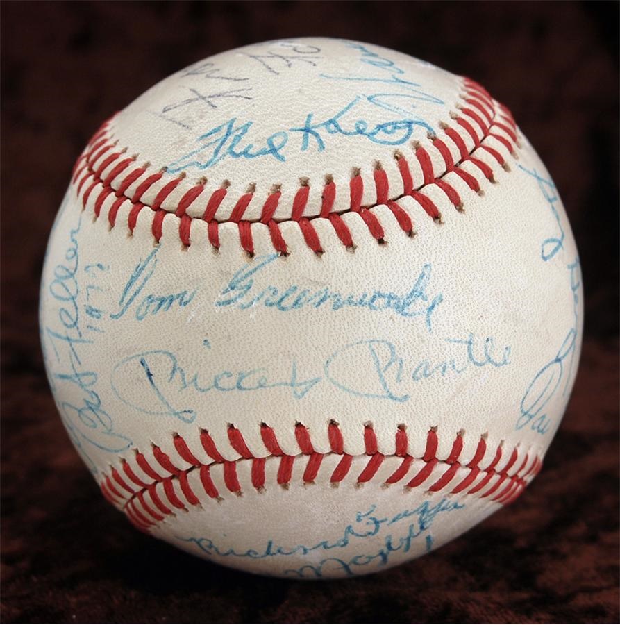 Baseball Autographs - 1970s Old Timers Day Signed Baseball with Mickey Mantle and Joe Medwick