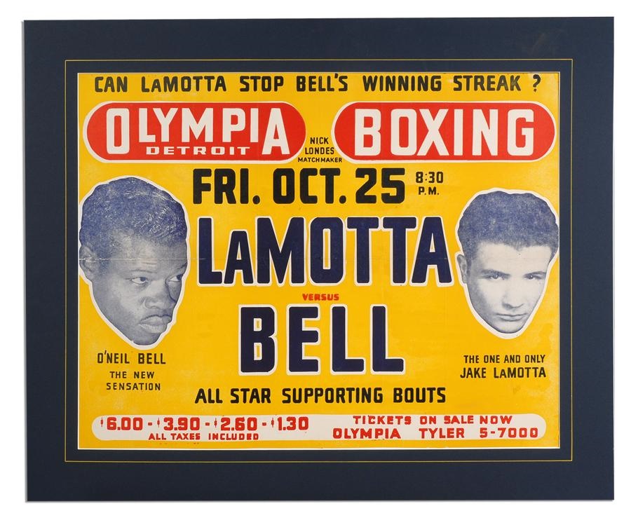 Muhammad Ali & Boxing - Jake LaMotta vs O'Neil Bell Original Onsite Boxing Poster