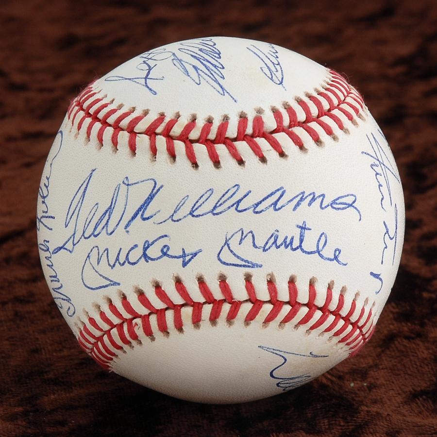 Baseball Autographs - 500 Home Run Signed Baseball Signed by 11 with Mickey Mantle and Ted Williams