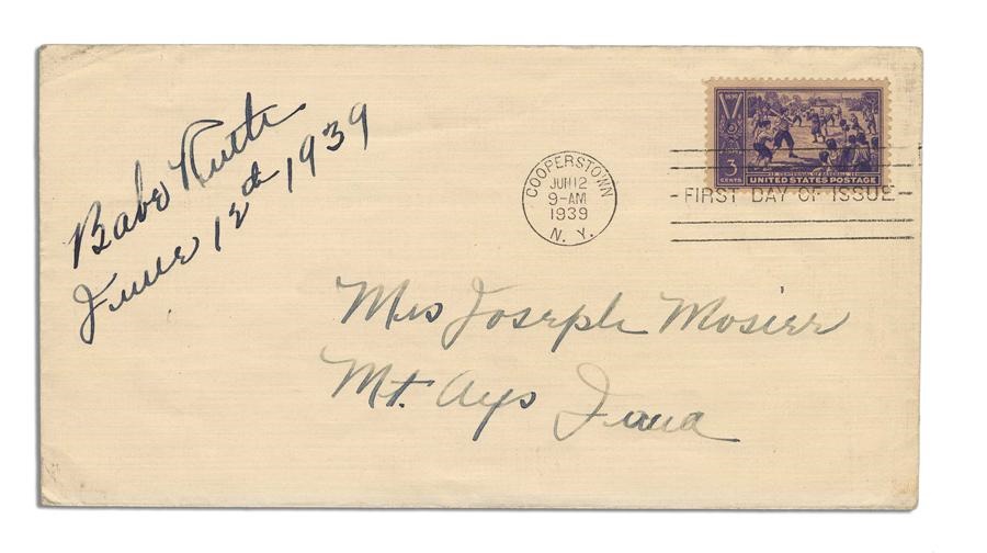 Ruth and Gehrig - Babe Ruth Signed Hall of Fame 1st Day Cover