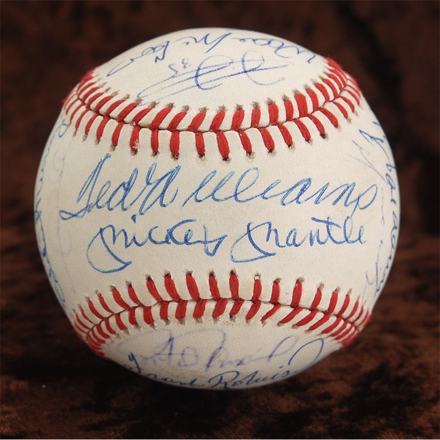 Baseball Autographs - 500 Home Run Club Signed Baseball with 19 Signatures