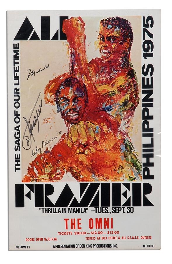 Muhammad Ali & Boxing - Muhammad Ali and Joe Frazier Signed "Thriller in Manilla Fight Poster