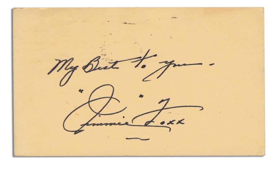 Baseball Autographs - Jimmie Foxx Signed Government Post Card