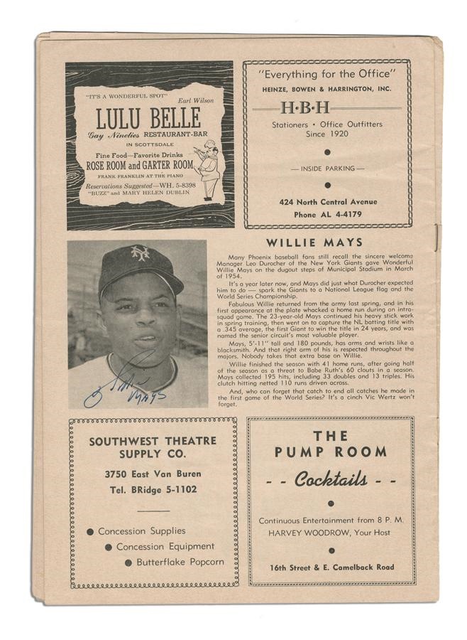 1955 Willie Mays Vintage Signed New York Giants Program