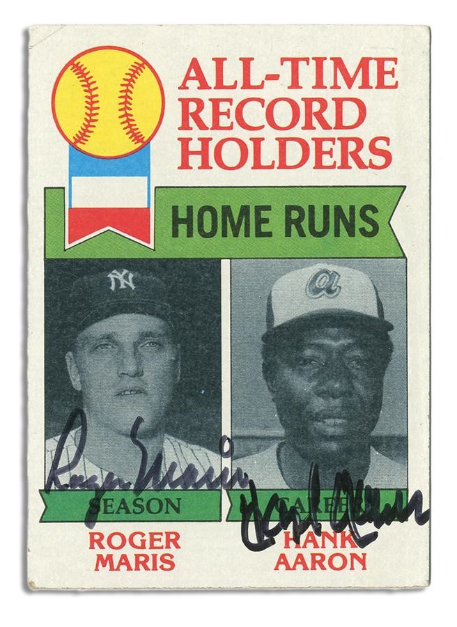 Baseball Autographs - 1979 Topps All-Time Record Holders Card Autographed by Roger Maris and Hank Aaron