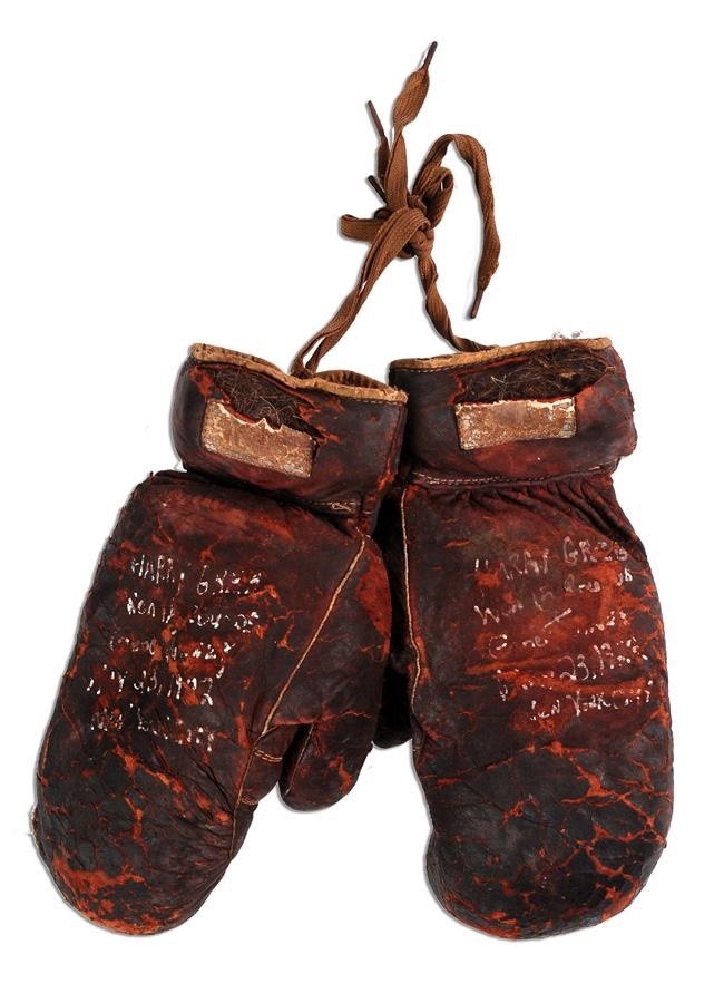 Muhammad Ali & Boxing - 1922 Harry Greb Fight Worn Gloves From The Ring Magazine Collection