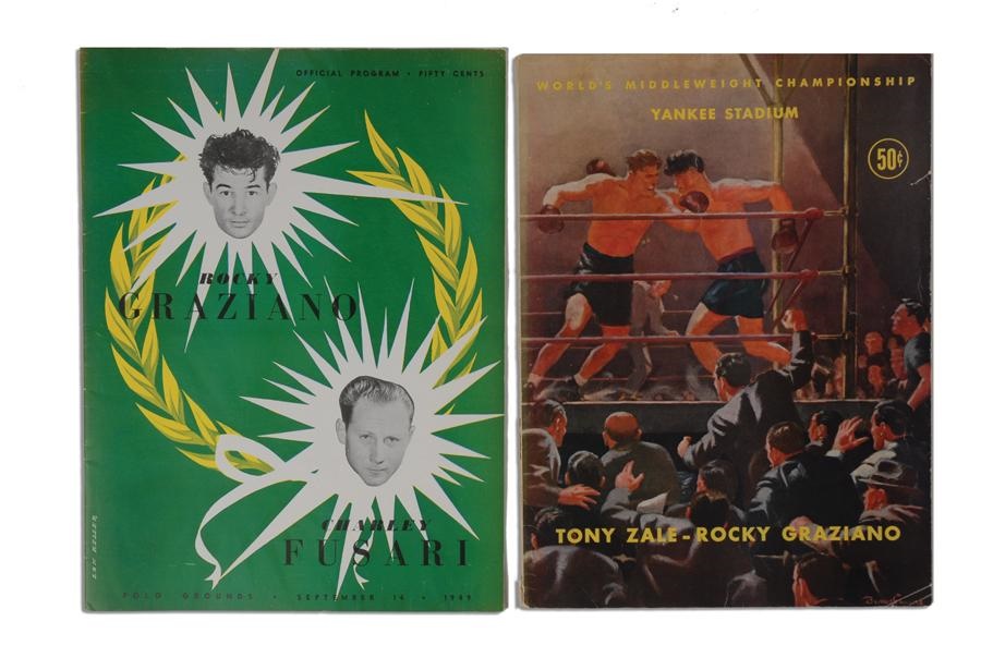 Muhammad Ali & Boxing - Two Rocky Graziano Fight Programs From The Stanley Weston Collection