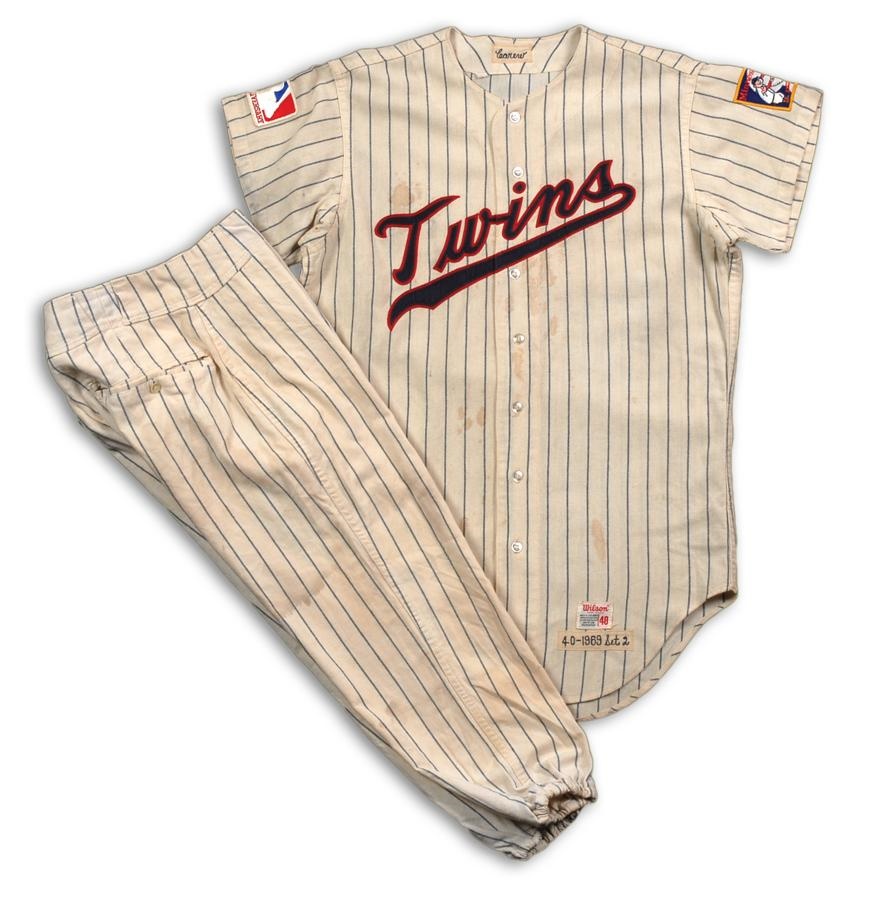 - 1969 Rod Carew Minnesota Twins Game Used Jersey and Pants