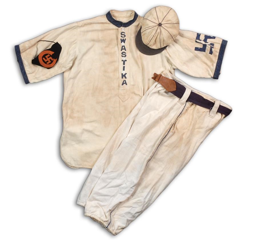 - 1910 "Swastika" Baseball Jersey, Pants, Belt and Hat