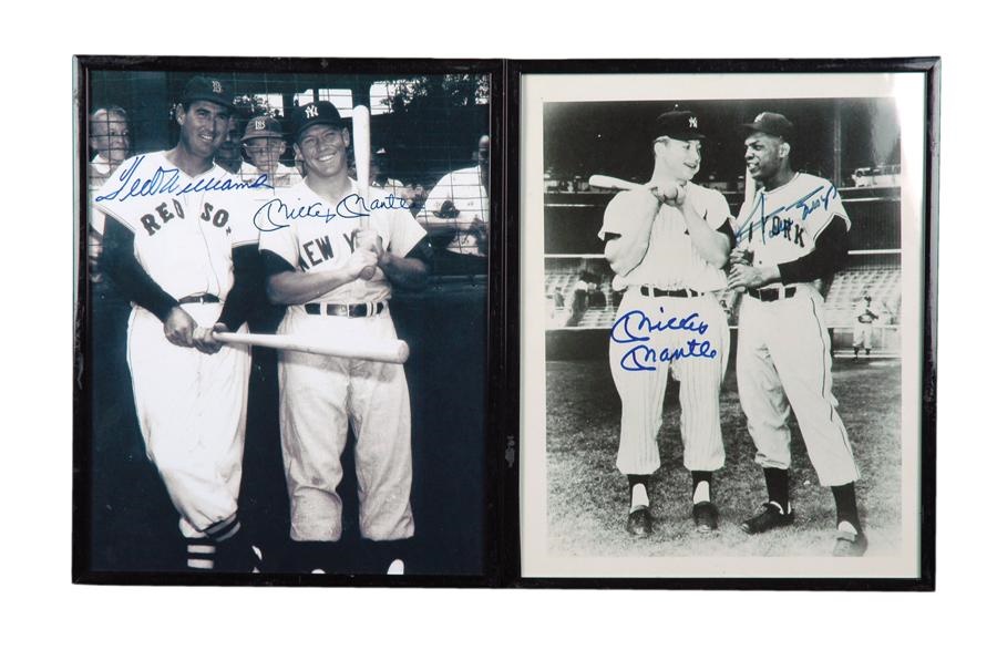 Baseball Autographs - Signed Yankees Photo Collection (4) with Mantle/Mays and Mantle/Williams