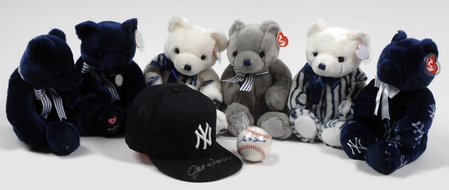 Steinbrenner Signed Baseball, Joe Torre Signed Hat and 6 Rare Yankee Bears