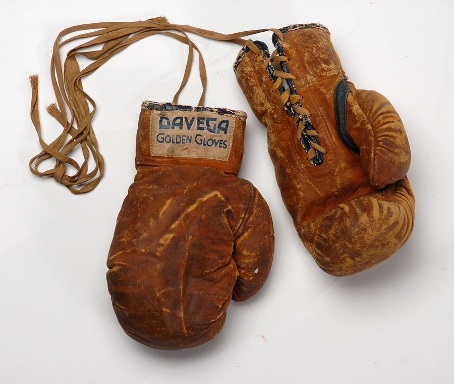 Muhammad Ali & Boxing - Sugar Ray Robinson Fight Worn Golden Gloves