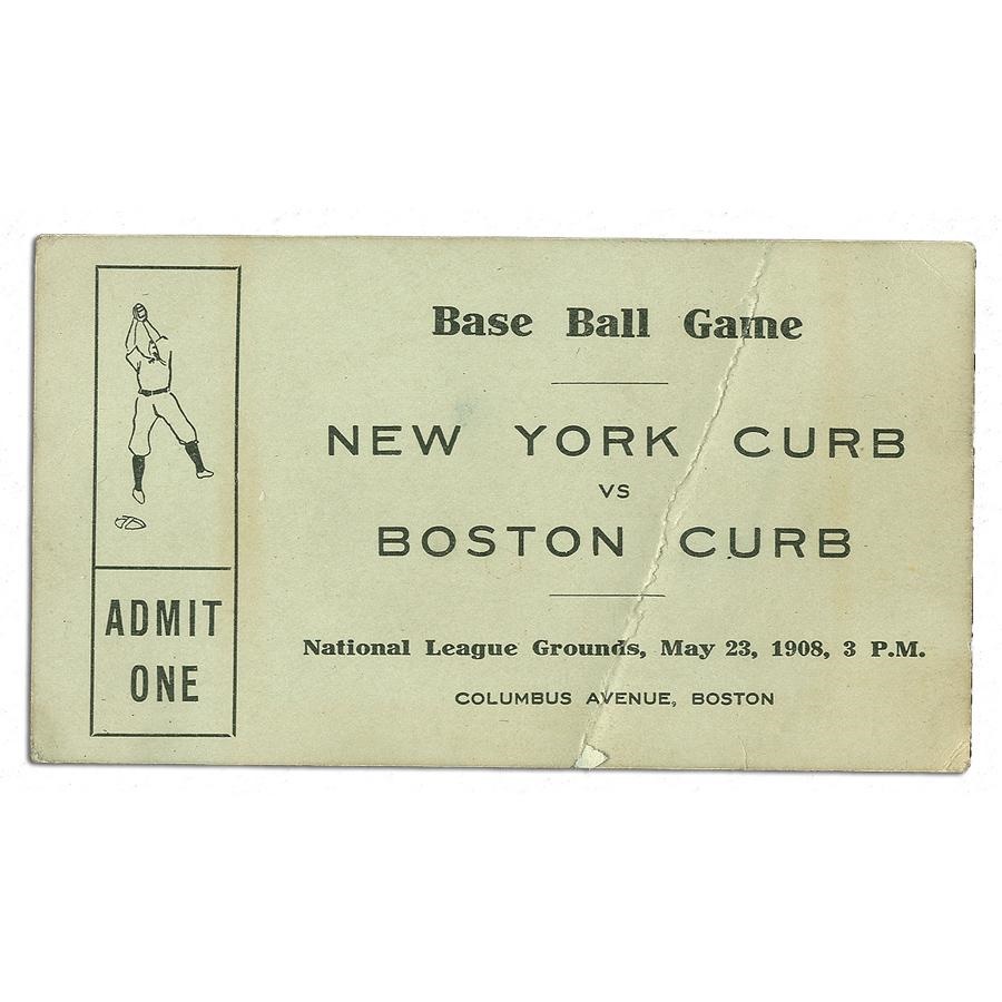 - 1908 New York vs. Boston Stock Exchange Baseball Ticket