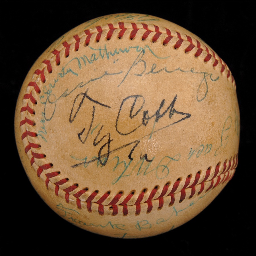 Baseball Autographs - Hall of Famers Signed Baseball with Ty Cobb