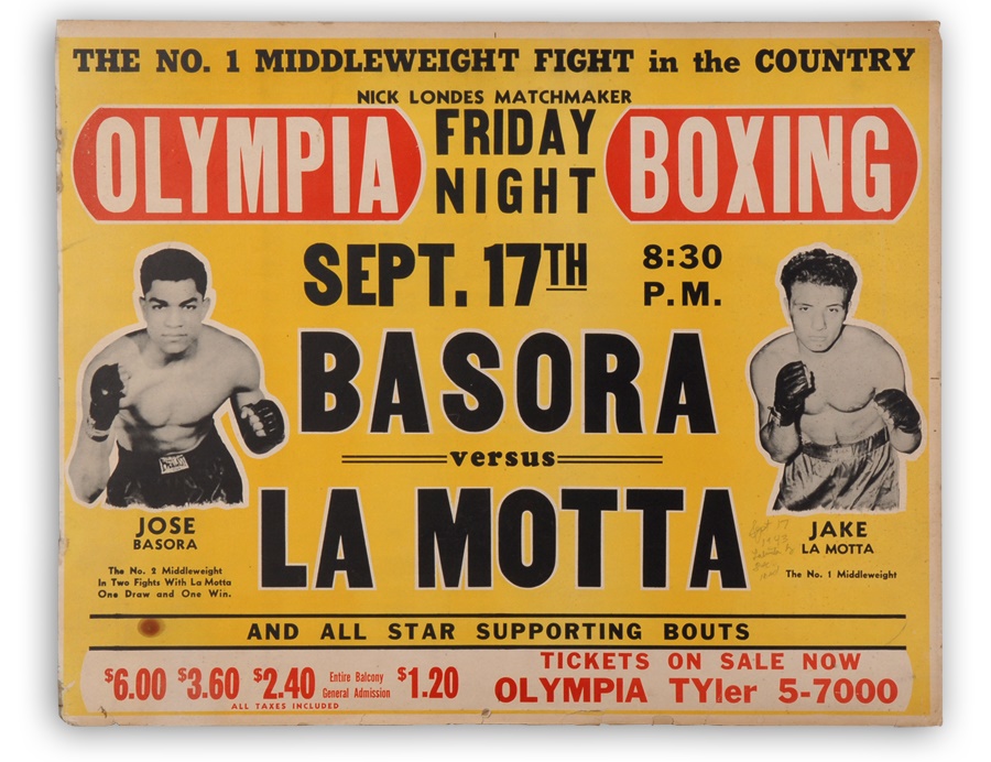 Muhammad Ali & Boxing - 1943 Jake LaMotta vs. Jose Basora On Site Fight Poster