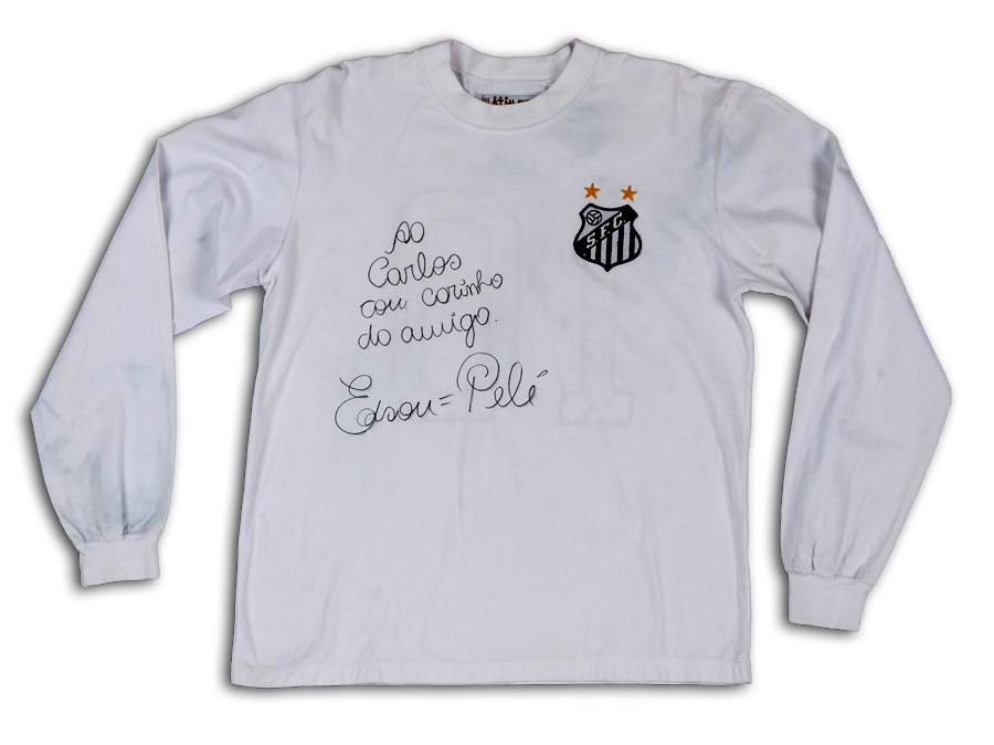 Early 1970's Pele Game Worn and Signed Santos Jersey