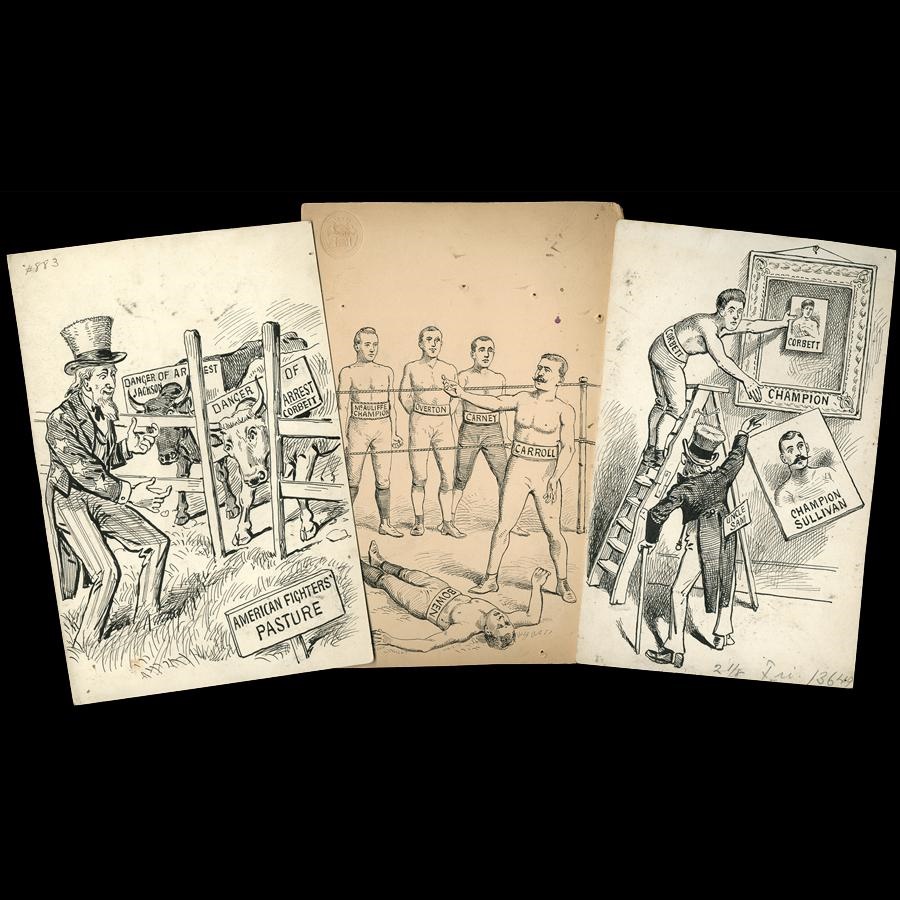 Muhammad Ali & Boxing - Fabulous Collection of Original 19th Century Boxing Illustrations (41 pieces)