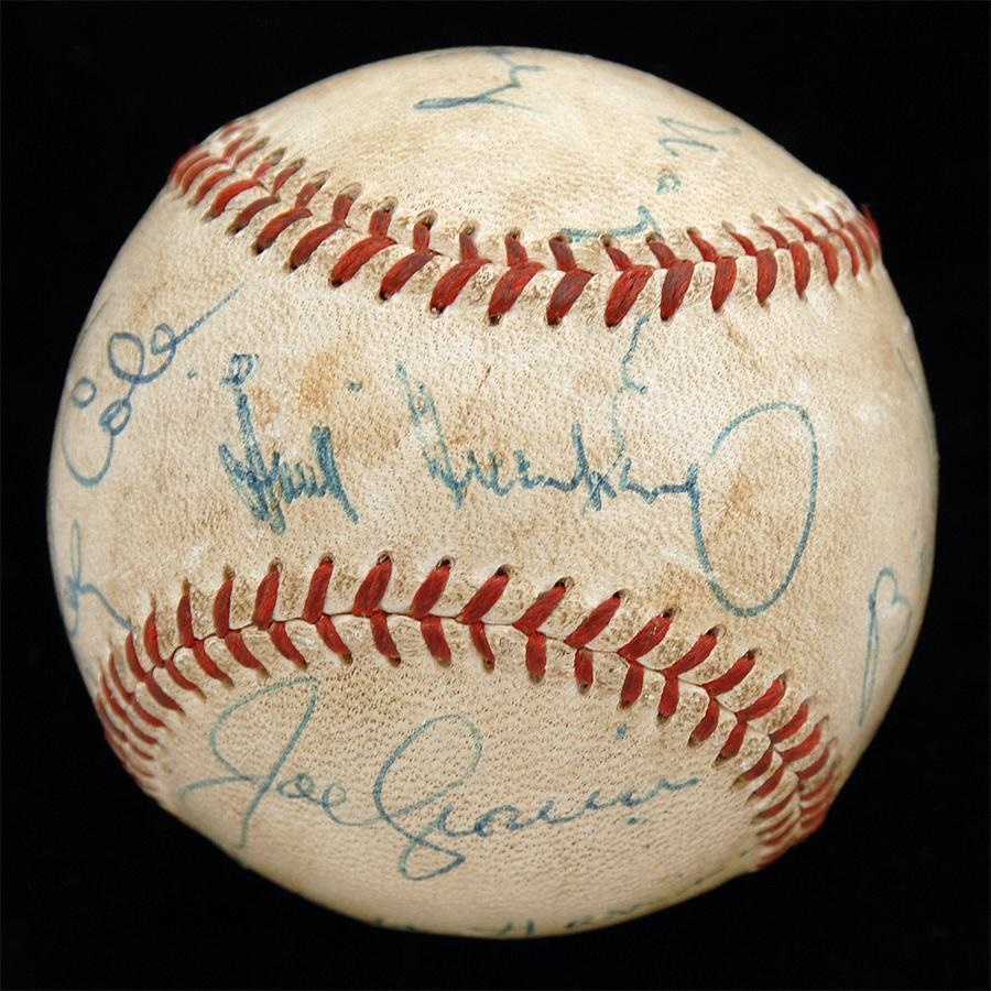 Baseball Autographs - 1959 Signed Baseball with Hank Greenberg and Nat King Cole
