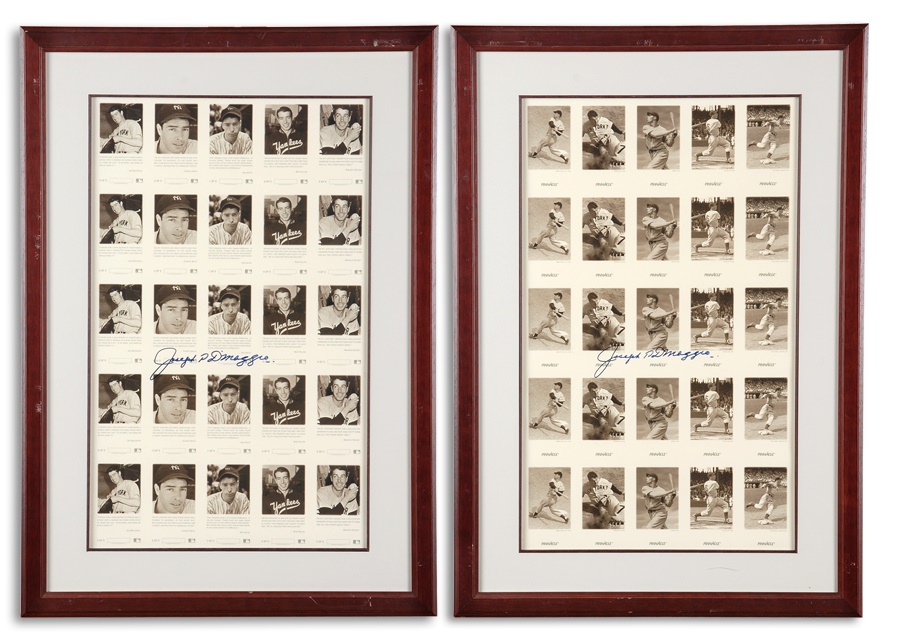 Baseball Autographs - Joseph P. DiMaggio Signed Pinnacle "Proof" Sheets (2)