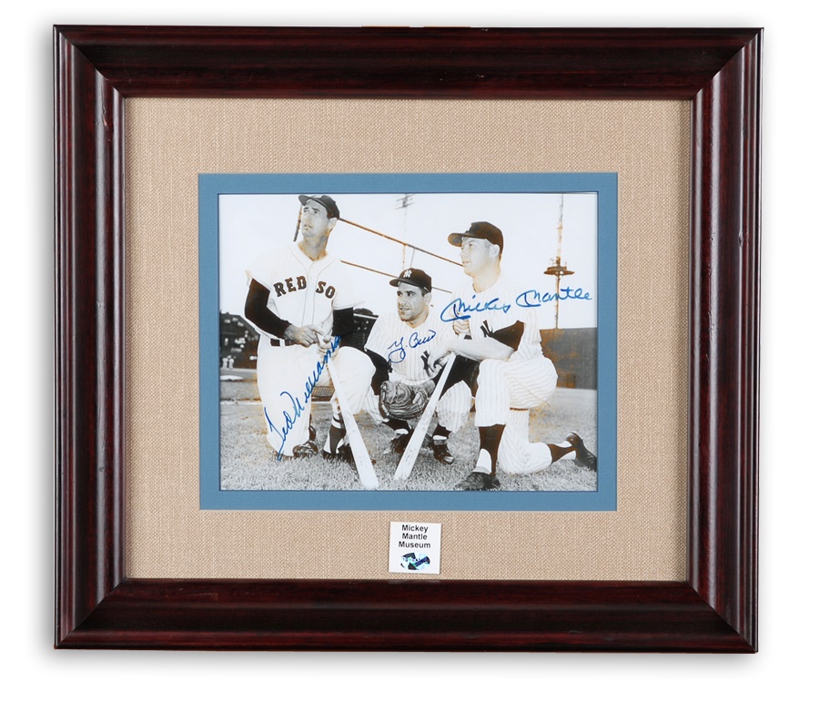 Baseball Autographs - Williams, Berra, and Mantle Autographed Photo