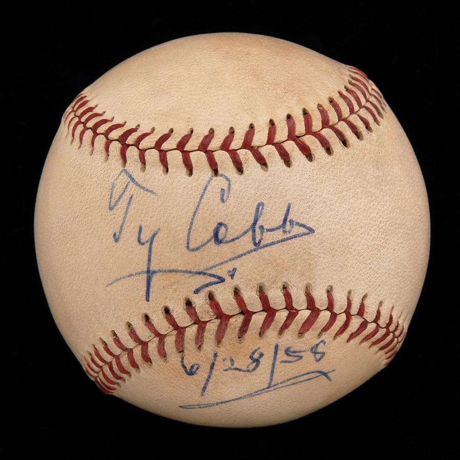 Baseball Autographs - High Grade Ty Cobb Single Signed Baseball