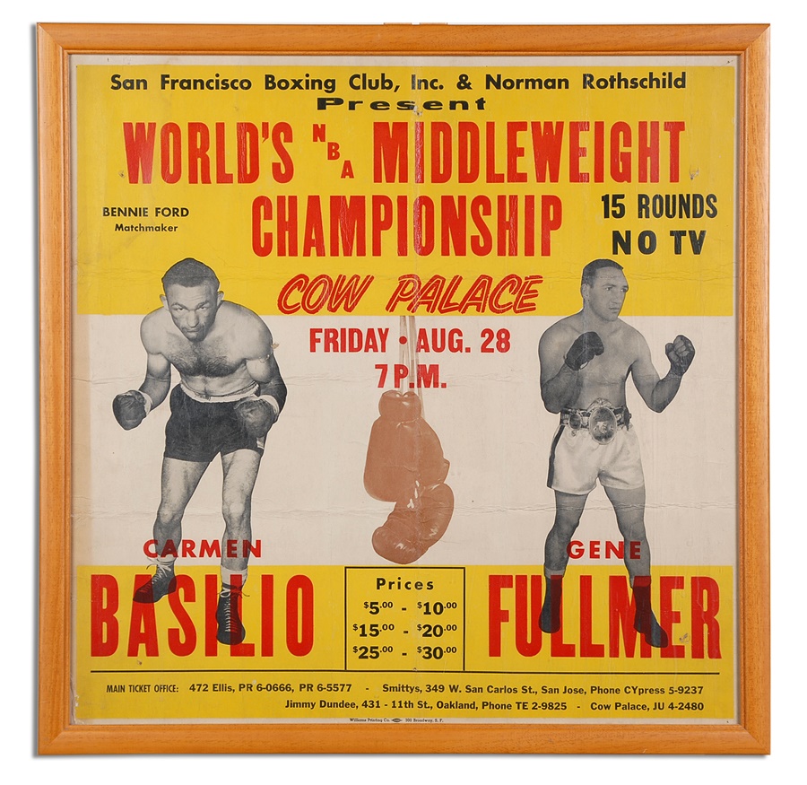 Muhammad Ali & Boxing - 1959 Carmen Basilio vs. Gene Fullmer On-Site Fight Poster