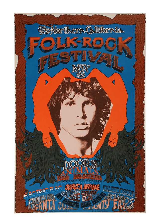 - Fantastic 1968 Jim Morrison & The Doors Folk Rock Poster