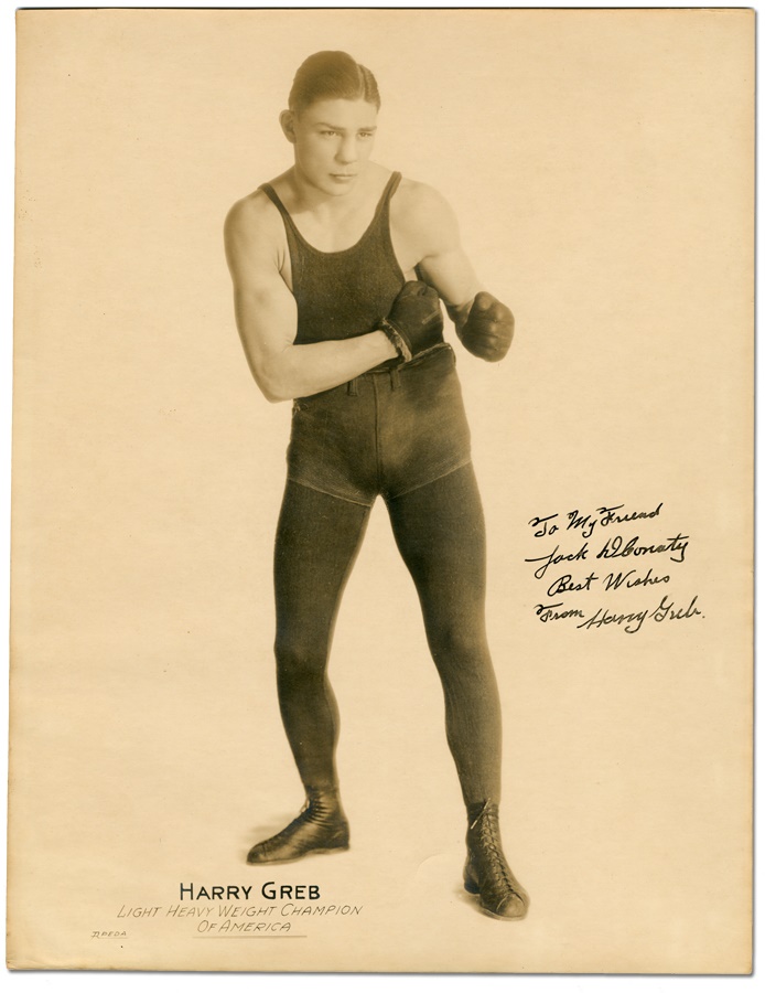 Muhammad Ali & Boxing - Near Mint Harry Greb Oversized Signed Photo