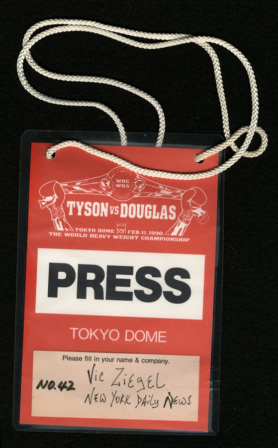 Muhammad Ali & Boxing - 1990 Mike Tyson vs. Buster Douglas Tokyo Dome Press Pass
