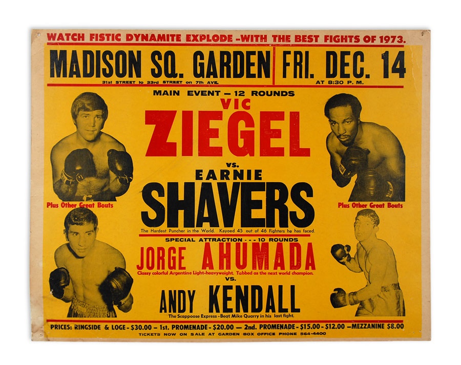 Muhammad Ali & Boxing - Rare 1973 Madison Square Garden Fight Poster
